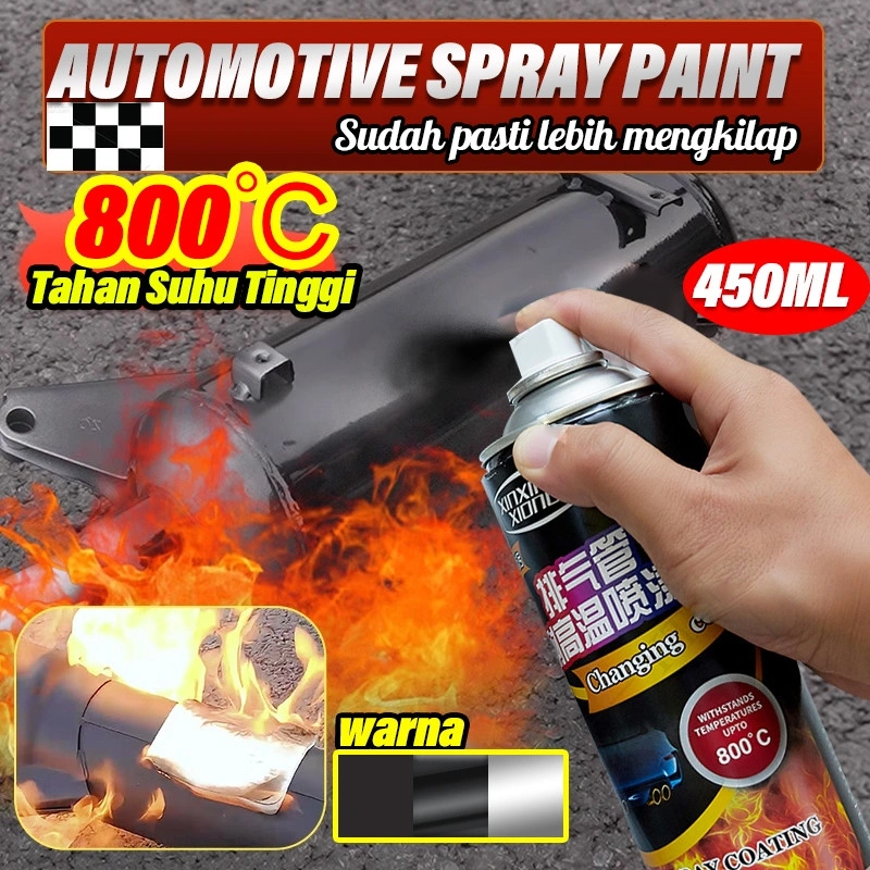 Tahan suhu tinggi 800°C 400ML cat knalpot anti panas Pilox Diton Hi Temp Black Hitam Doff untuk Mesin Knalpot kompor dll Cat Pilok Hitemp Cat Anti Panas Cat semprot Knalpot mesin tahan panas Knalpot high temp tahan panas mesin knalpot pilok hitam