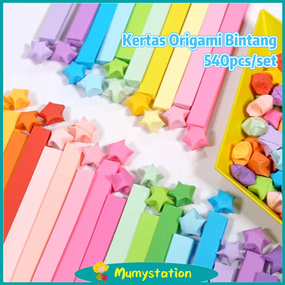 Mumystation 540pcs Kertas Origami Bintang Diy Berwarna Star Paper Craft Handmade