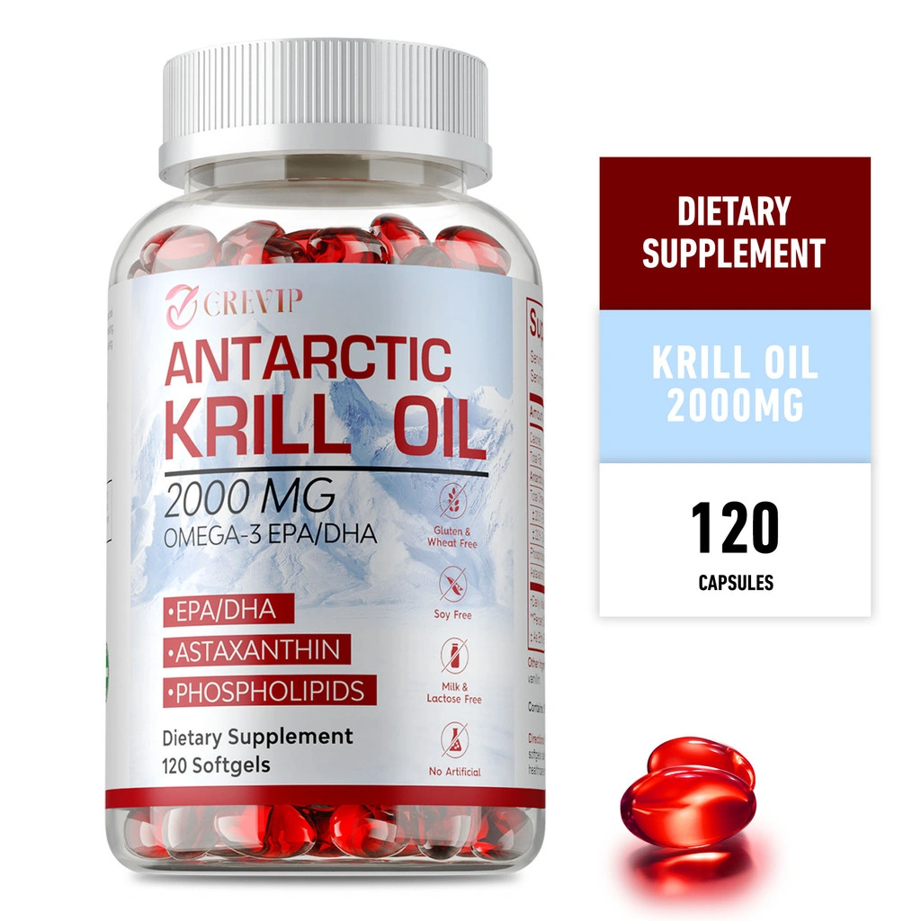 Grevip Antarctic Krill Oil Supplement: Fortified with Astaxanthin and Omega 3 for Brain, Joint, Skin and Immune Support - 60 or 120 Capsules Available