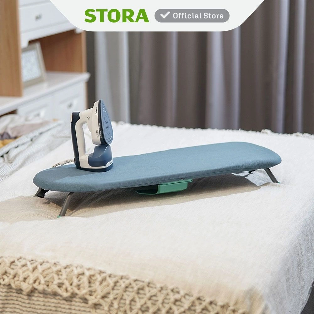 Stora 30.5X11.6X40.6 cm Meja Setrika Lipat Dengan Popup - Biru Caddy Papan Setrikaan Alas Tempat Setrika Ironing Board Perlengkapan Rumah Tangga