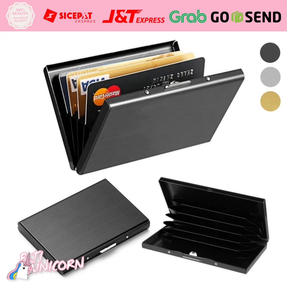 Dompet Kartu Slim Aluminium 6 Slot / Anti Gores Benturan Credit Card Kartu Kredit ATM Dompet