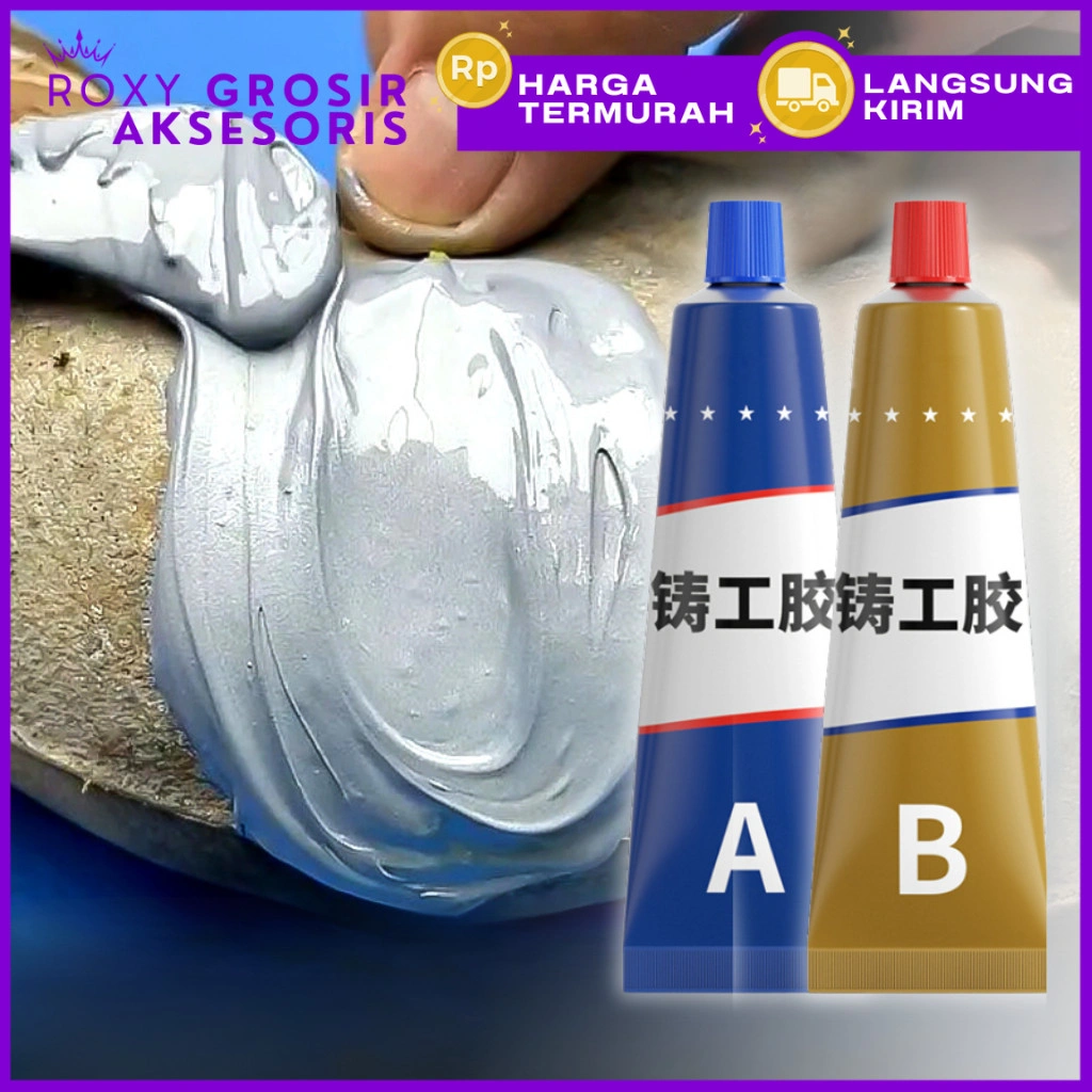 Lem Besi Metal Repair Lem A B Campur Tahan Panas / Lem Kastol Epoxy 20g Lem Penambal Besi Steel Kuat