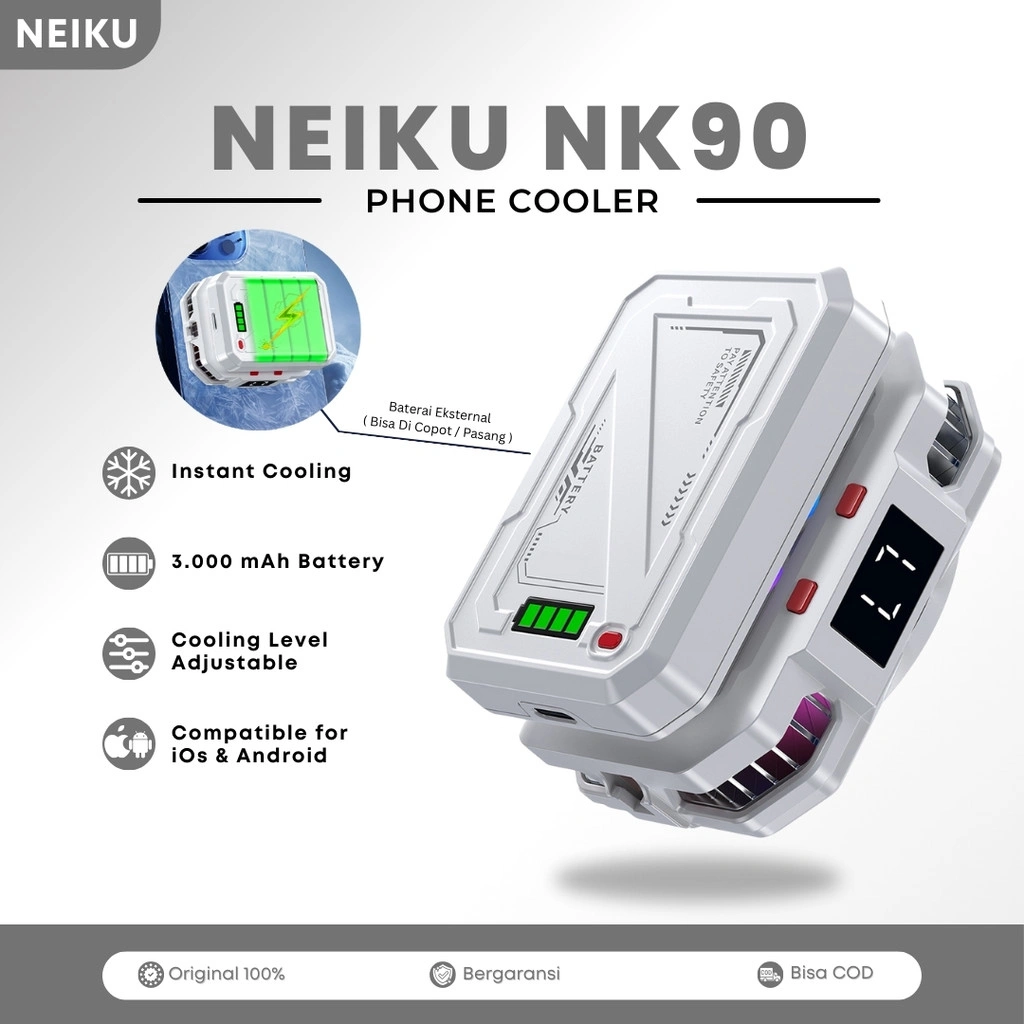 NEIKU NK90 Fan Cooler Battery 3000 mAh portable phone cooler pendingin hp cooler HP Peltier Adjustable Gear Level