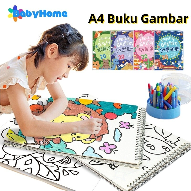 Babyhome A4 Buku Gambar Mewarnai Anak Buku Grafiti Anak Siswa TK SD Belajar Mewarnai Sketchbook Berlaku Untuk Krayon / Kanvas Batang / Spidol / Pena Warna Air / Cat Timah