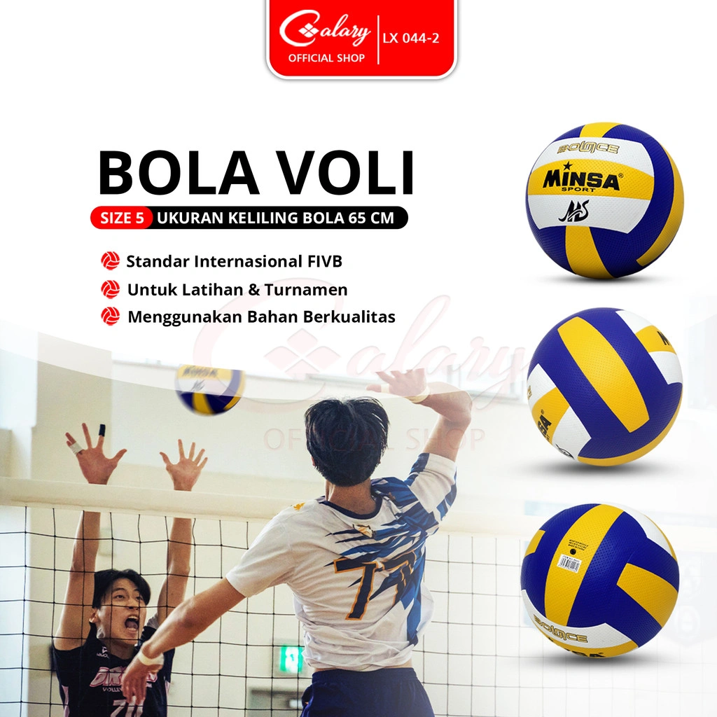 CALARY Bola Voli Size 5 Volleyball Voli Pantai Lapangan Bola Ukuran Olahraga 5 FIVB Empuk Pantulan Kuat 044-2