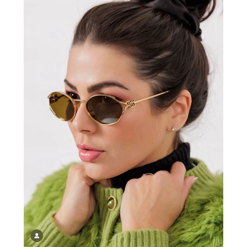 Kacamata Retro Gladys Frame Oval Sunglasses - Kacamata Hitam Wanita Fashion Retro Vintage Sunglasses
