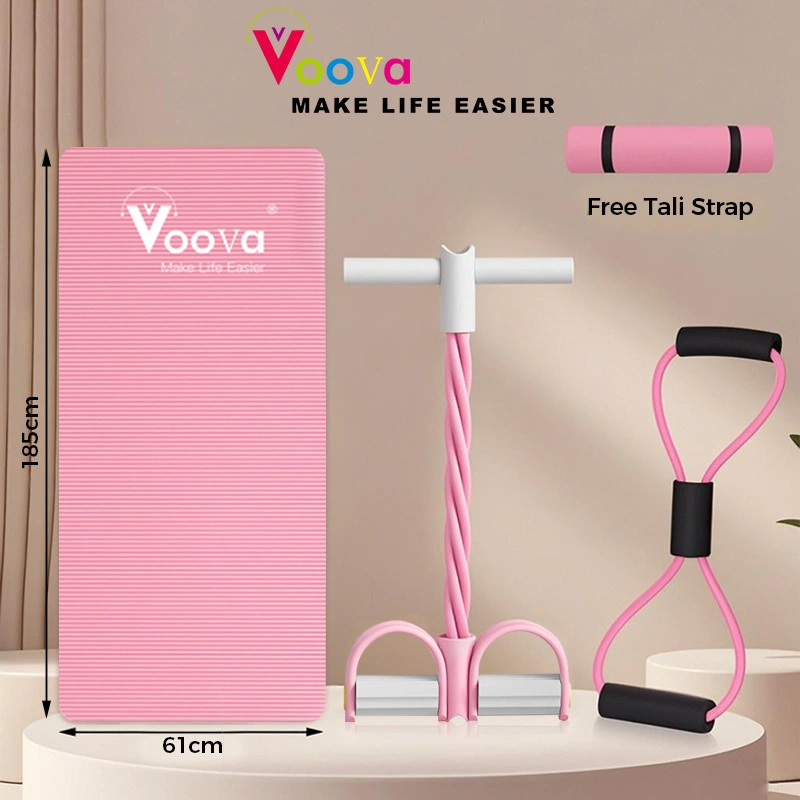 VOOVA 3 IN 1 Set Alat Olahraga/ Set Yoga/ Paket Lengkap Alat Olahraga/ Matras dengan Tummy Trimmer dan Tali Yoga / Matras Antislip