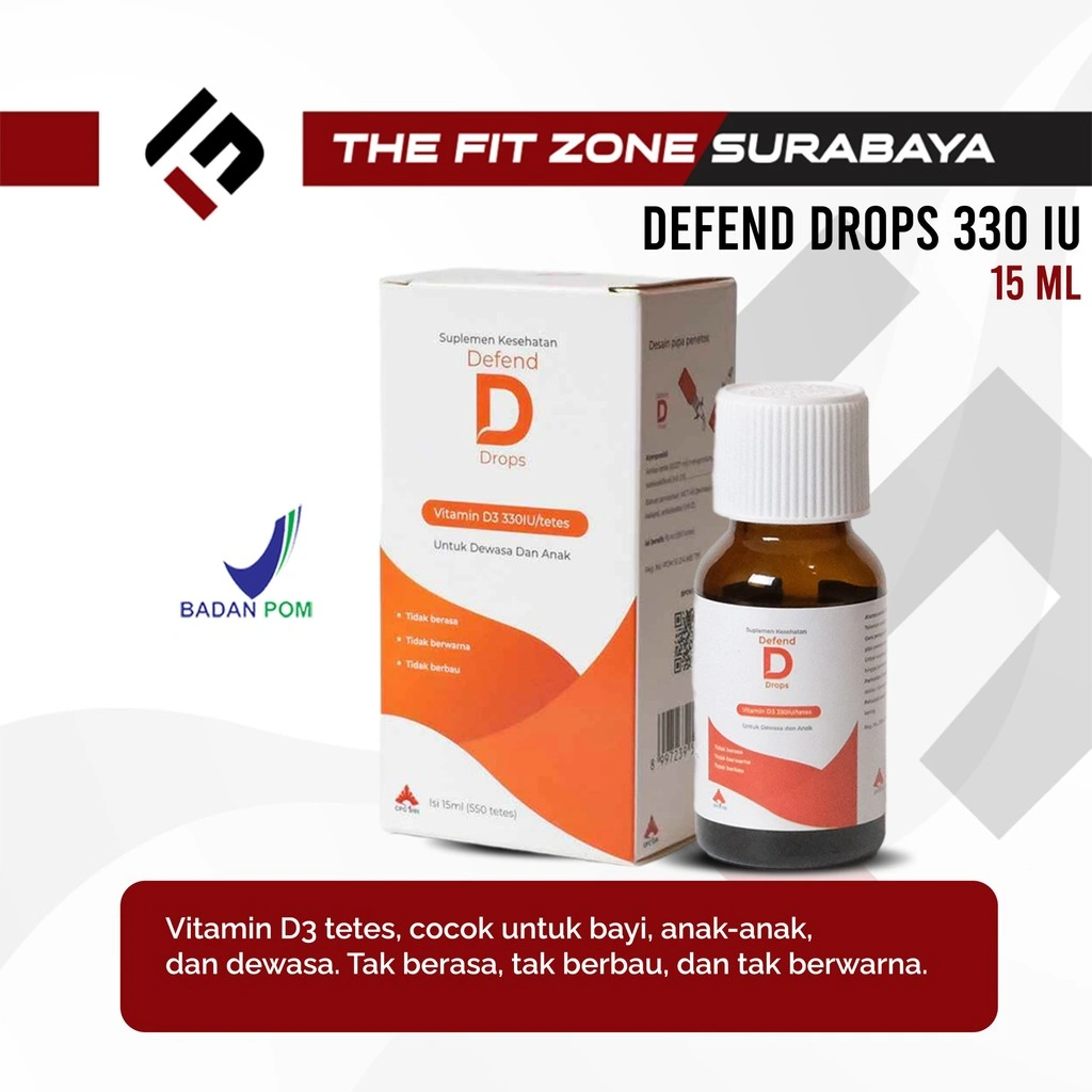 Defend D Drops Vitamin D3 330 IU / Tetes 15 ML Isi 550 Tetes Multivitamin Anak Defense D