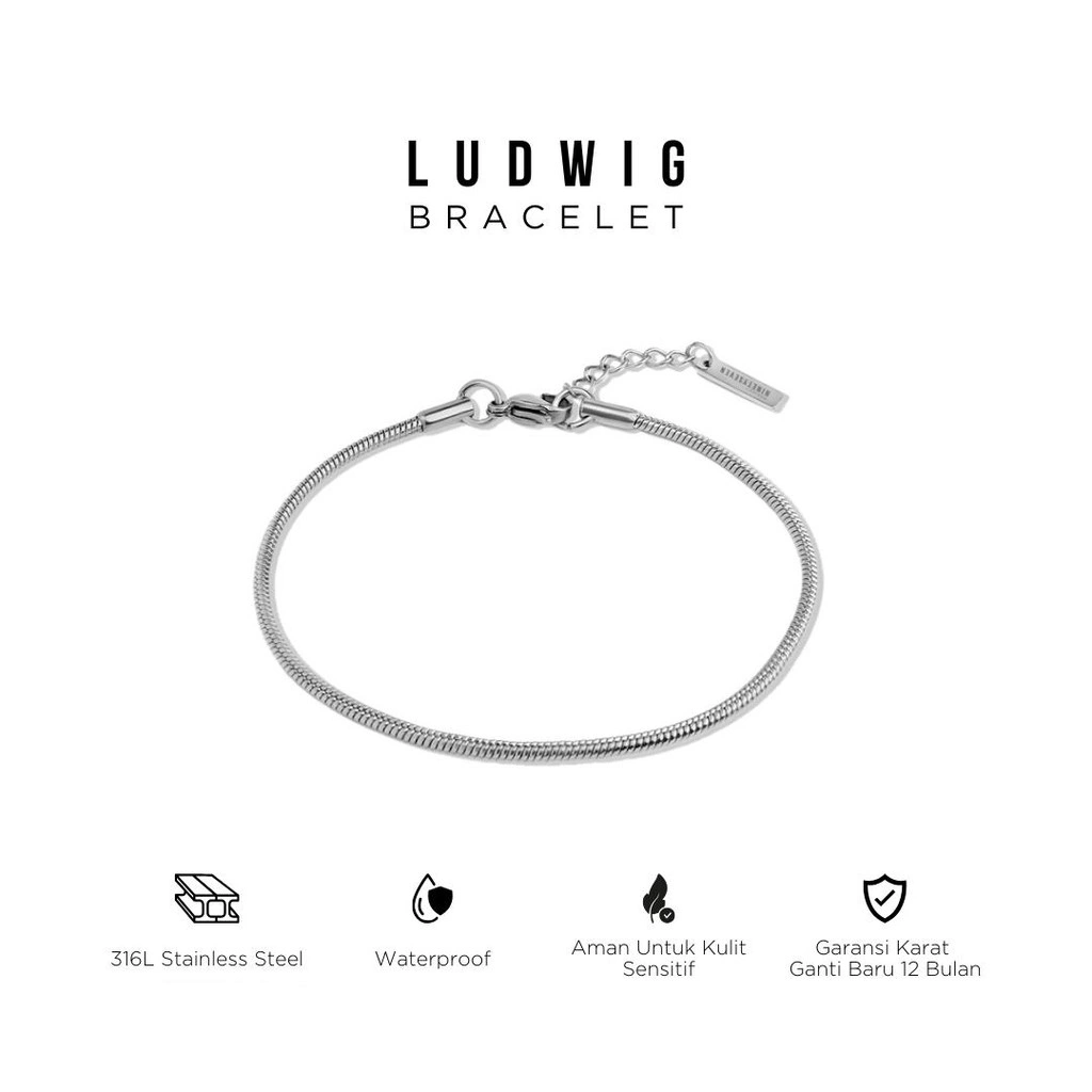 PROJECT NINETYSEVEN - LUDWIG Bracelet - Gelang Tangan Pria Wanita Anti Karat / Gelang Hitam / Gelang Rantai Pria / Gelang Titanium / Gelang Cowok / Gelang Kalcer / Gelang Simple