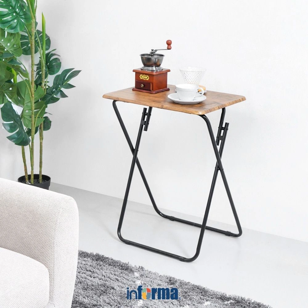 Informa Wolby Meja Lipat - Cokelat Folding Table Foldable Study Desk Meja Belajar Mini Serbaguna Minimalis Table Meja Samping Meja Kecil Meja Kopi Meja Baca Meja Kerja Meja Laptop Meja Portable