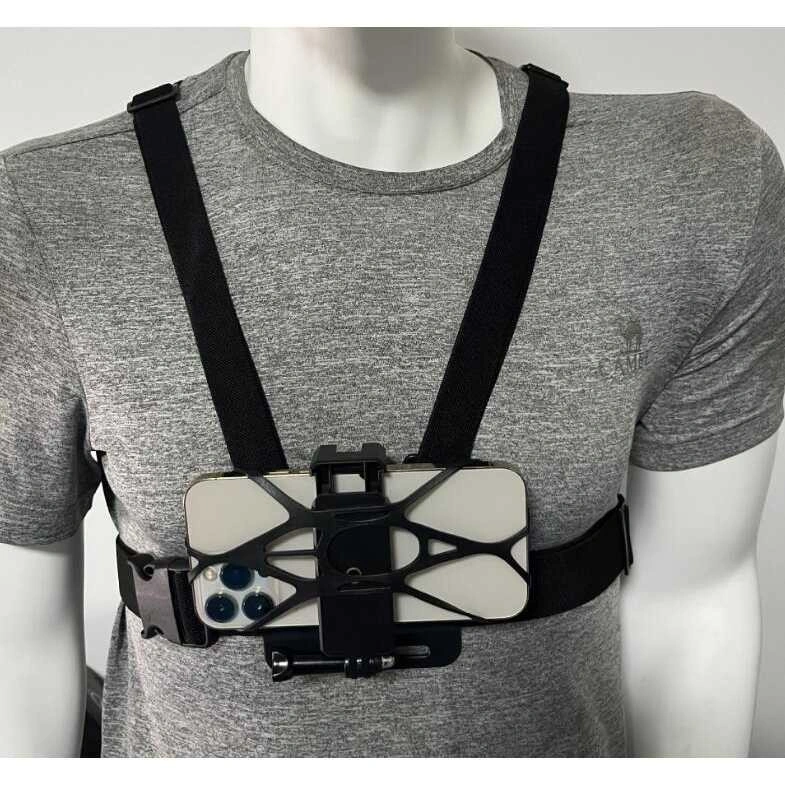 Chest Strap GP60 Vloging HP Kamera Vlog GoPro Sabuk Dada Holder Smartphone Vest Adjustable Hp evogrip AK10 Holder tali dada Handphone GO PRO HERO Action Cam POV Clip Clamp di badan tubuh Body Mount