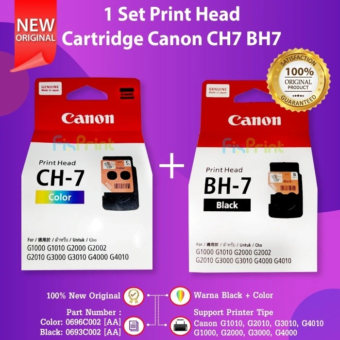 FixPrint Cartridge Tinta Canon BH7 CH7 BH 7 CH 7 Print Head Cartridge CA91 CA92 Printhead Tinta G1000 G2000 G3000 G4000 Printer InkTank G1010 G2010 G3010 G4010 Black Color Hitam Warna QY6-8003-000 CA-91 CA-92 Original Ori Asli QY6-8003