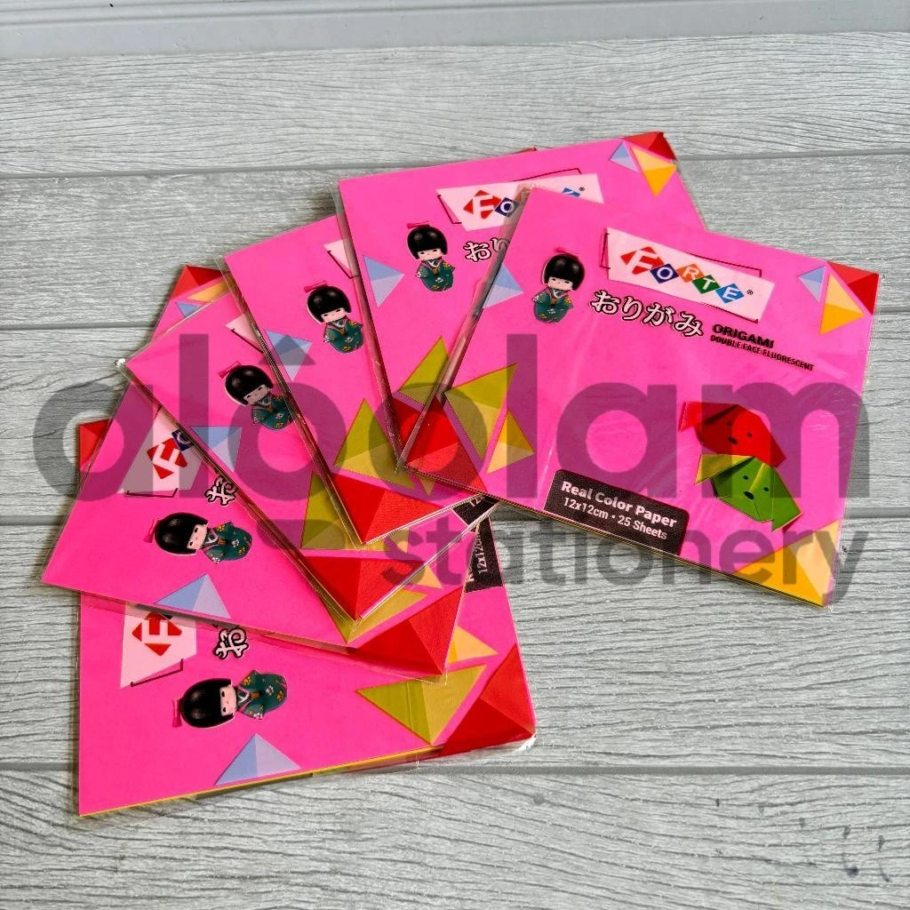 SATU IKAT ( 10 PACK x 25 LEMBAR ) ORIGAMI KERTAS LIPAT DUA SISI FORTE / Sinar Dunia 12X12