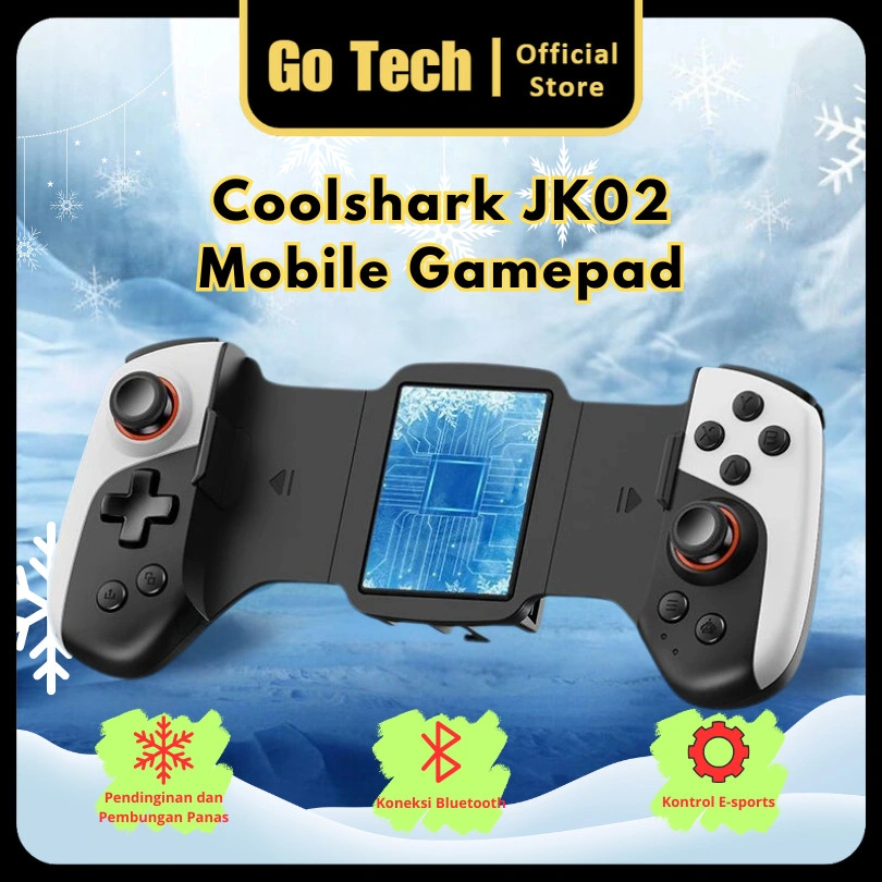 Go Tech - 100%original Coolshark jk02 Mobile Gamepad Controller Professional Pubg Genshin Zelda Wireless Bluetooth Game Joystick Pendinginan semikonduktor E-Sports Untuk Ponsel iOS Android PC switch Ultra Slim Turbo Control fly