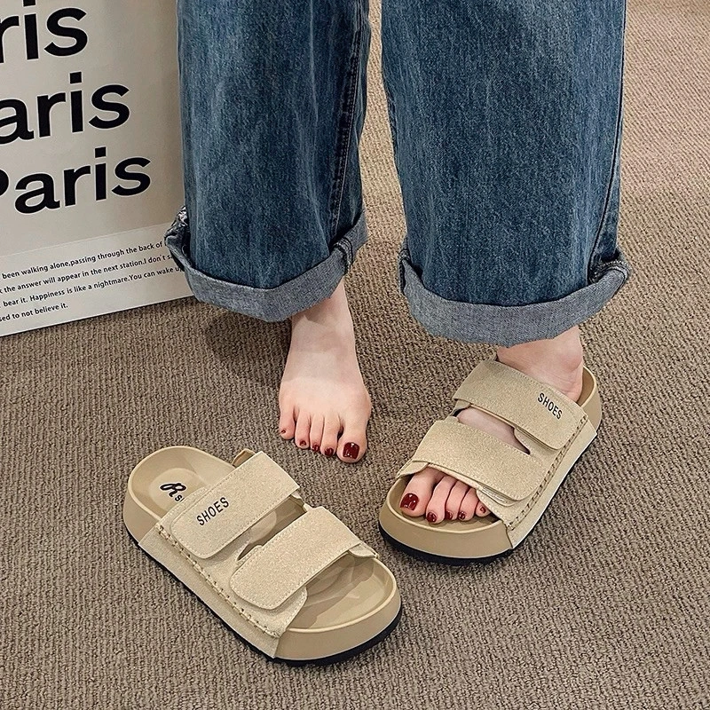 [COZY] Erlina Sandal Kasual Retro Velcro Anti Licin Lembut Fashion Wanita Premium