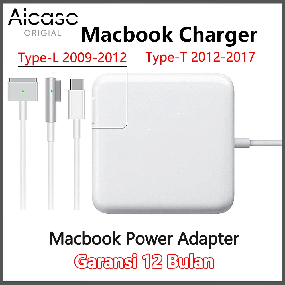 AICASE- charger macbook  Air/Pro Typr C/T/L 60W charger ipad pengisian cepat MS1/MS2 KABEL L / KABEL T A1244 A1374 A1274 A1184 A1330 A1344 A1425 A1465 A1502 A1222 A1436 A1466 A1344 A1278 A1181 A1184 A1330 A1342 2008 2009 2010 2011