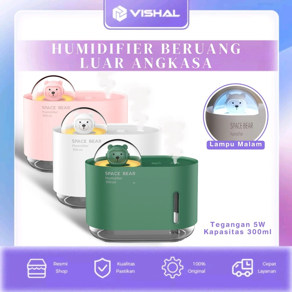 VISHAL MALL [Humidifier] USB Humidifier Aromaterapi Bentuk Beruang Angkasa Portable 300ML