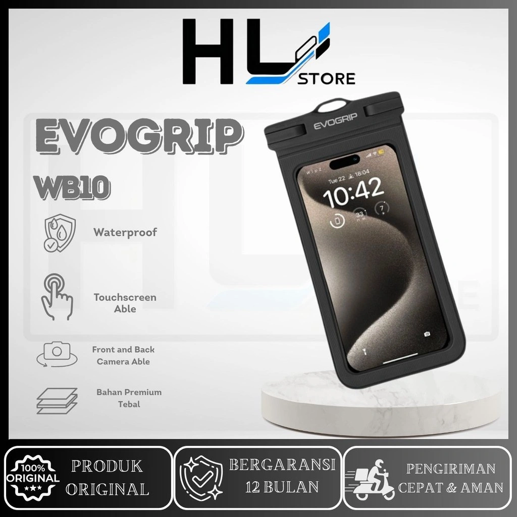 WATERPROOF BAG HP EVOGRIP WB10 kantong anti air pelindung hp casing handphone tas plastik holder motor