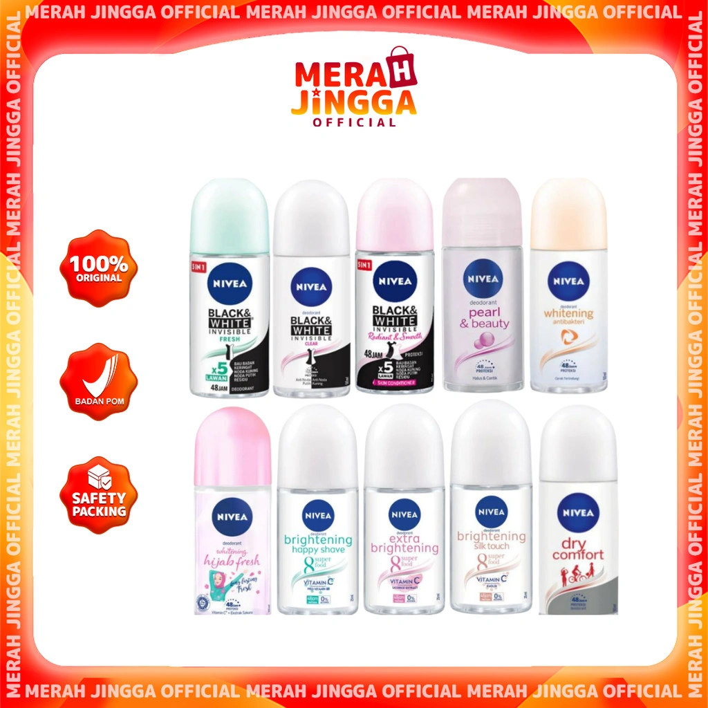 Nivea Deodorant Roll On Women | Brightening | Black White | Hijab Fresh | Merah Jingga Official