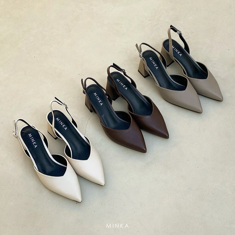 MINKA GIA Pointy Block Heels 7cm Sepatu Heels Wanita
