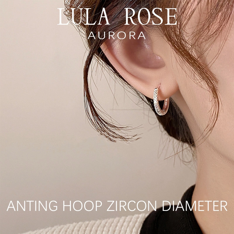 LULA ROSE Anting Hoop Wanita Diameter | Anting Titanium Zircon Warna Silver Gold Rose
