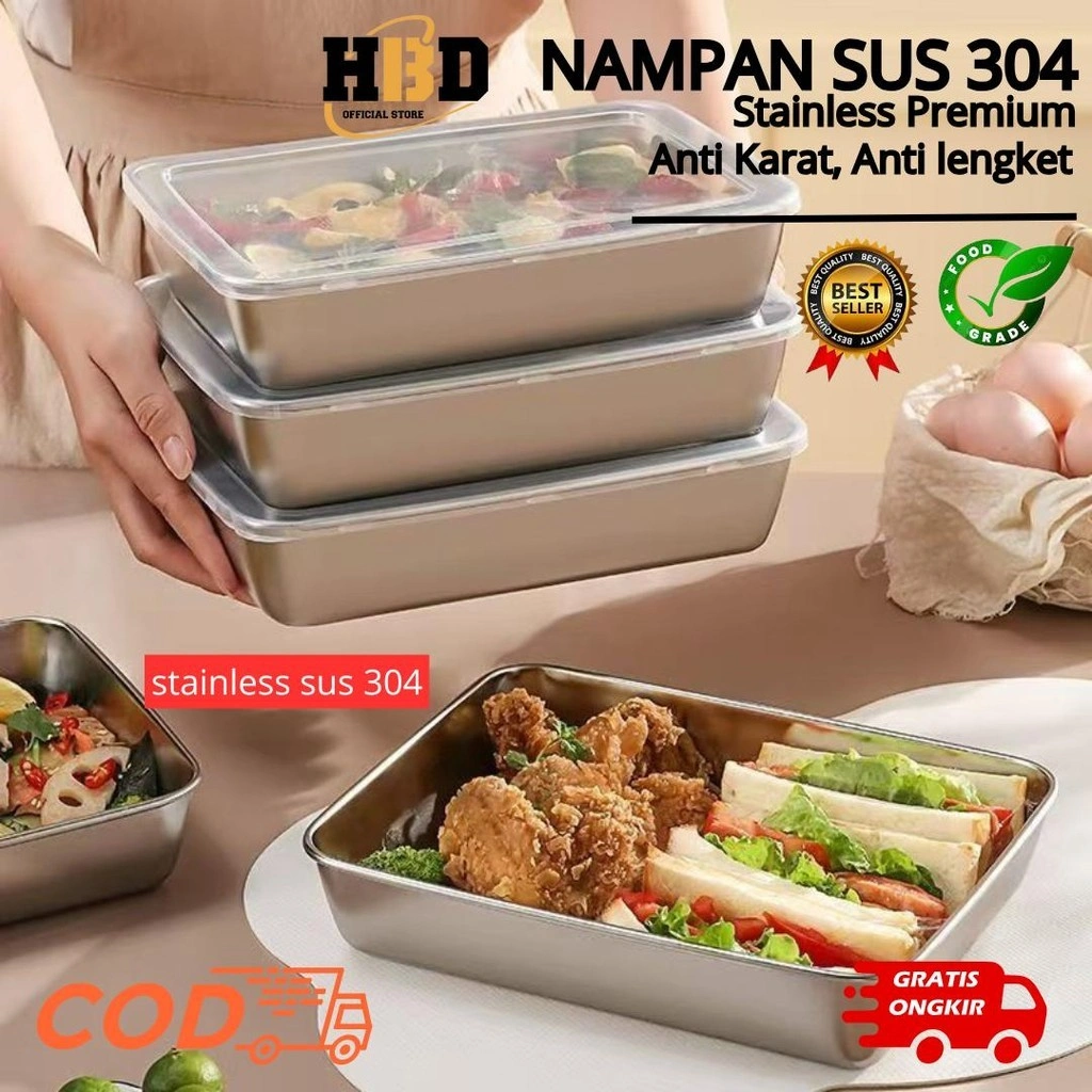 COD【nampan sus】Food Storage/Food Box Isi 6pcs - Food Container -Tempat Menyimpan Makanan dan Sayuran Stainless - Kitchenware/ Nampan Penyimpanan untuk buah/sayuran/makanan apapun/nampan sus Kotak Stainless/Steel/ Wadah/ Kitchenware