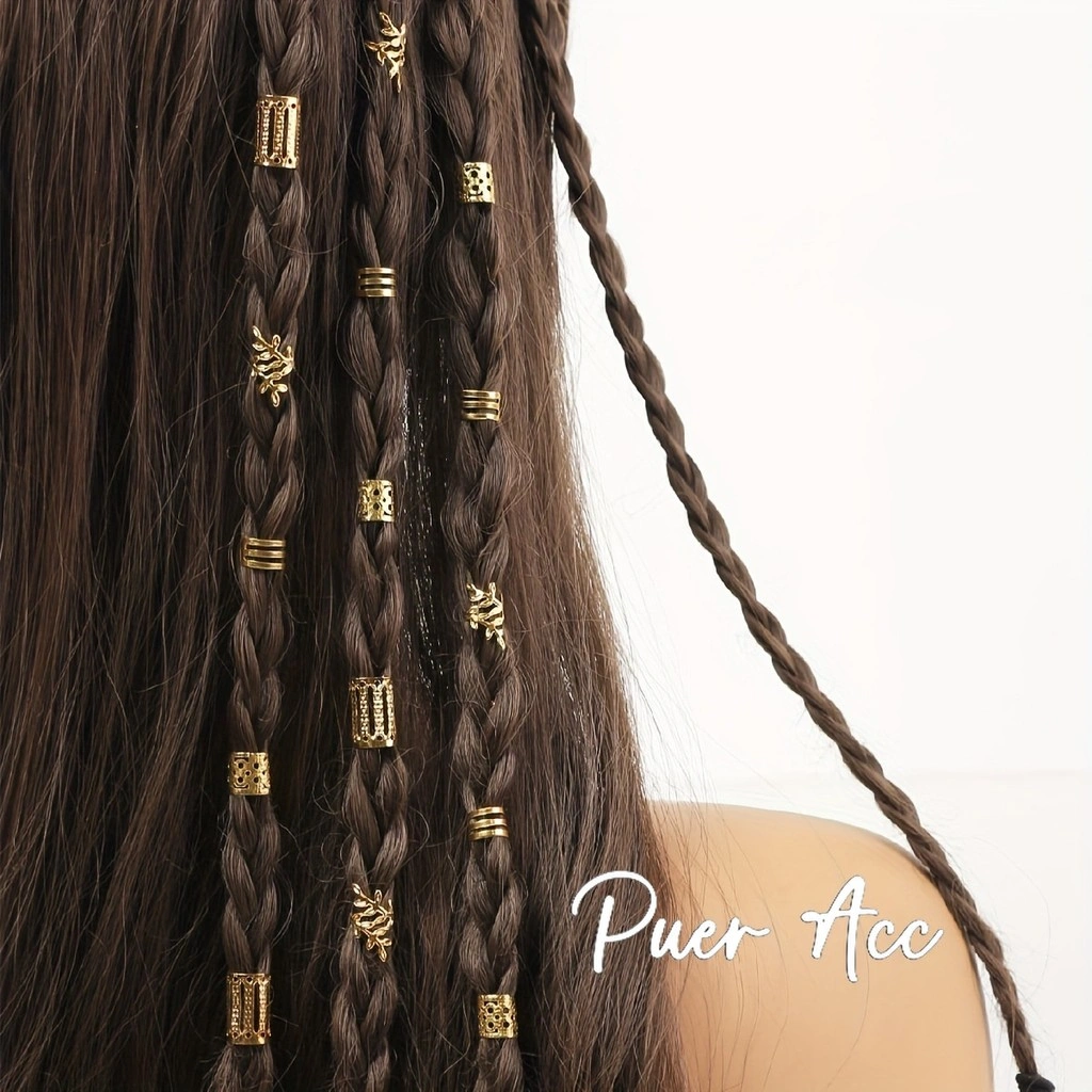 Puer acc 40pcs Cincin Klip Manik Adjustable Aksesoris DIY Dekorasi Kepang Rambut Hair Braid Rambut Gimbal / Pembatas Kalung/ J609