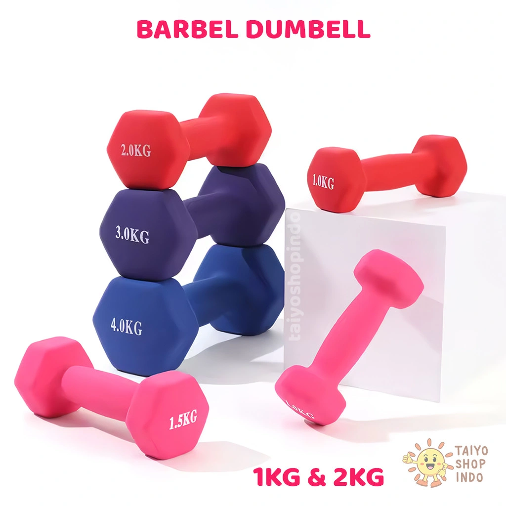TAIYO Aquatic Dumbell Barbel 1kg 2kg Alat Fitness Olahraga Gym Neoprene Potence Desain Heksagonal