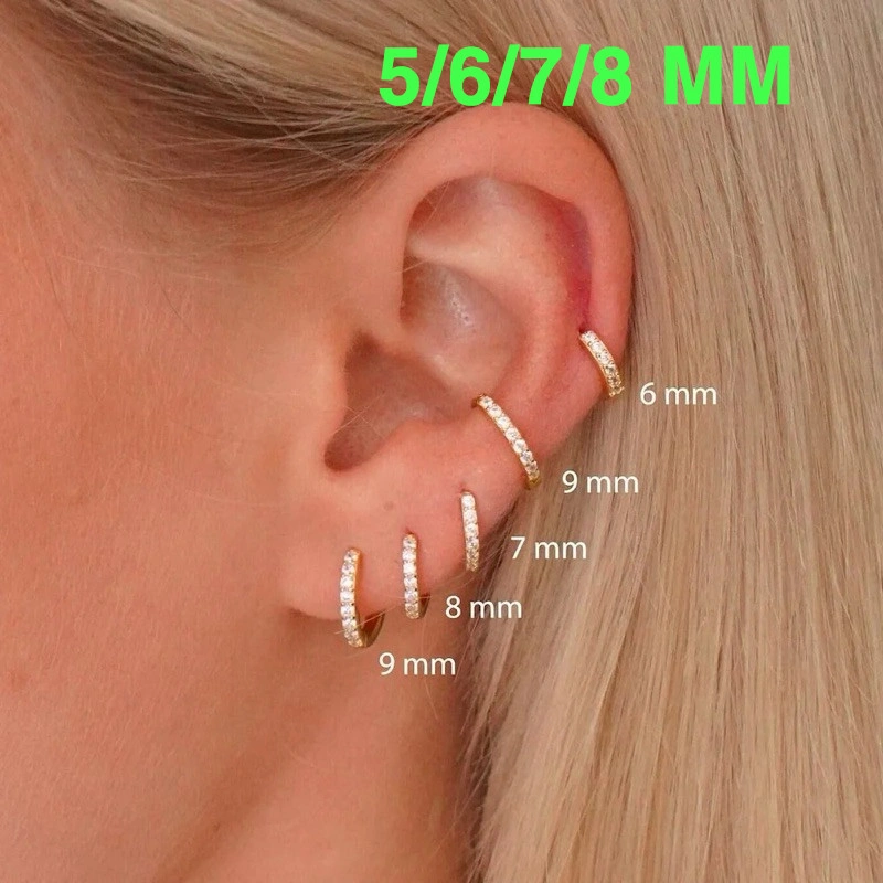 2PCS Anting Piercing Hoop Permata Kecil Mini Stainles Stell / Earring Piercing Stailes Stell