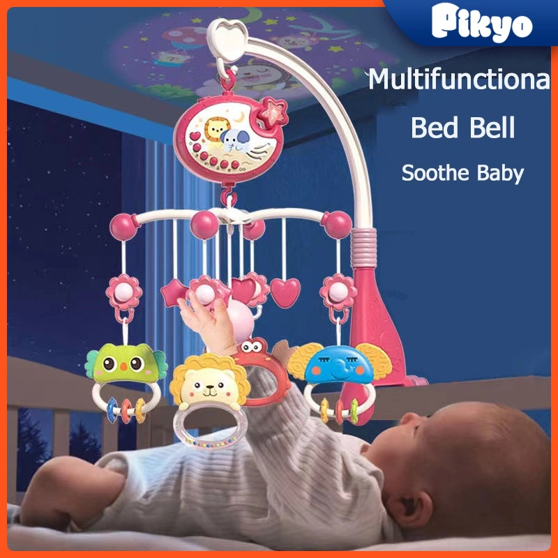 Pikyo Crib Bell Toy/ Musik Multifungsi Rotasi Tempat Bell Samping Tempat Tidur/ Mainan Bayi Yang Baru Lahir Menenangkan/Bayi Remote Control Bed Bells/Crib Hanging Toys/Mainan Tidur Bayi