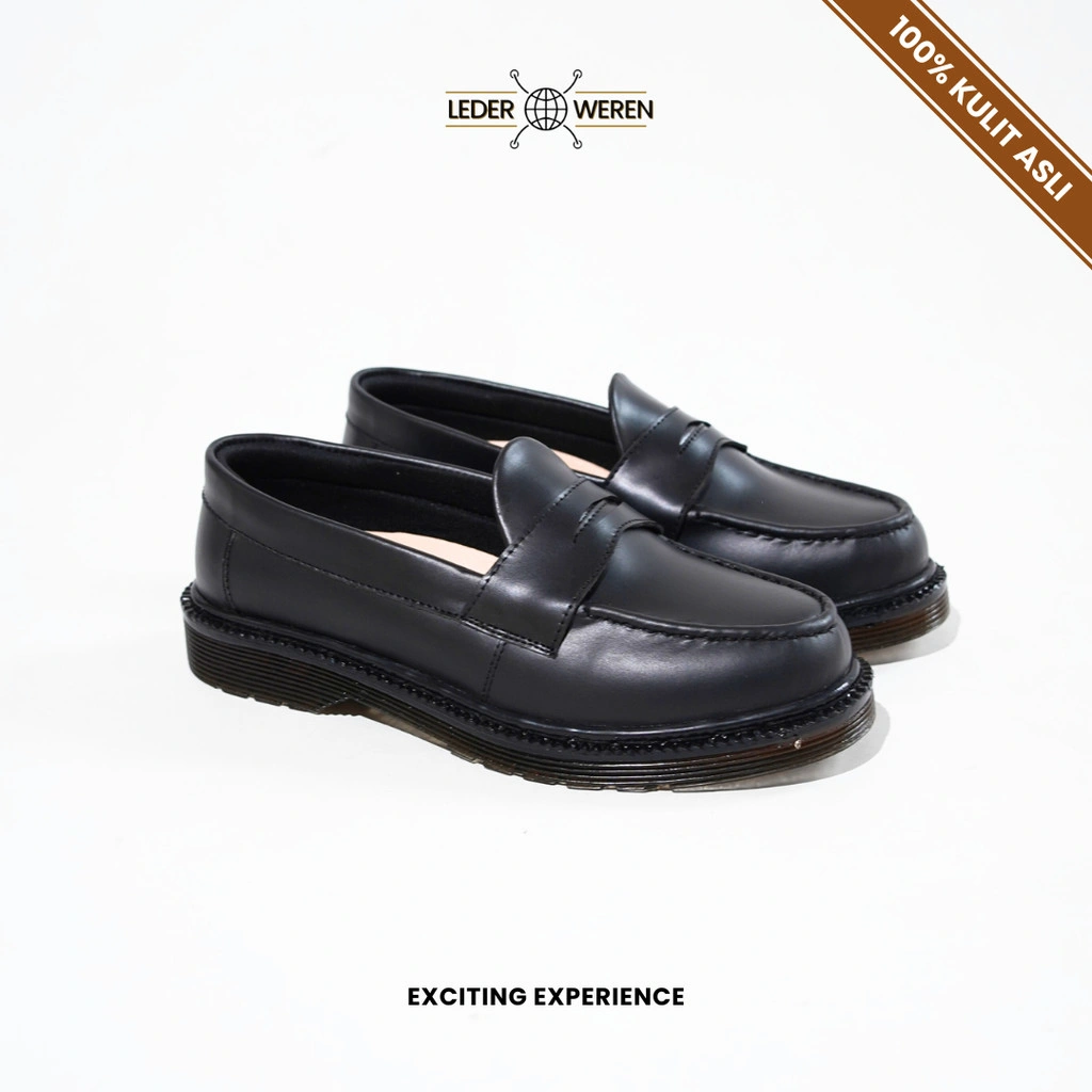 Lederweren Leder Loafer 3 - Sepatu Pantofel Loafers Pria Hitam – Slip-On Formal Nyaman Kerja Kuliah