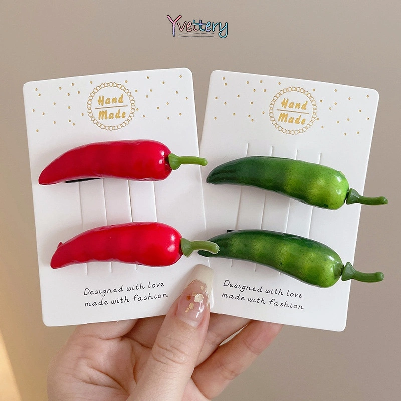 COD Klip Rambut Cabai Klip Poni Cabai Unik Wanita Klip Samping Kreatif-yy