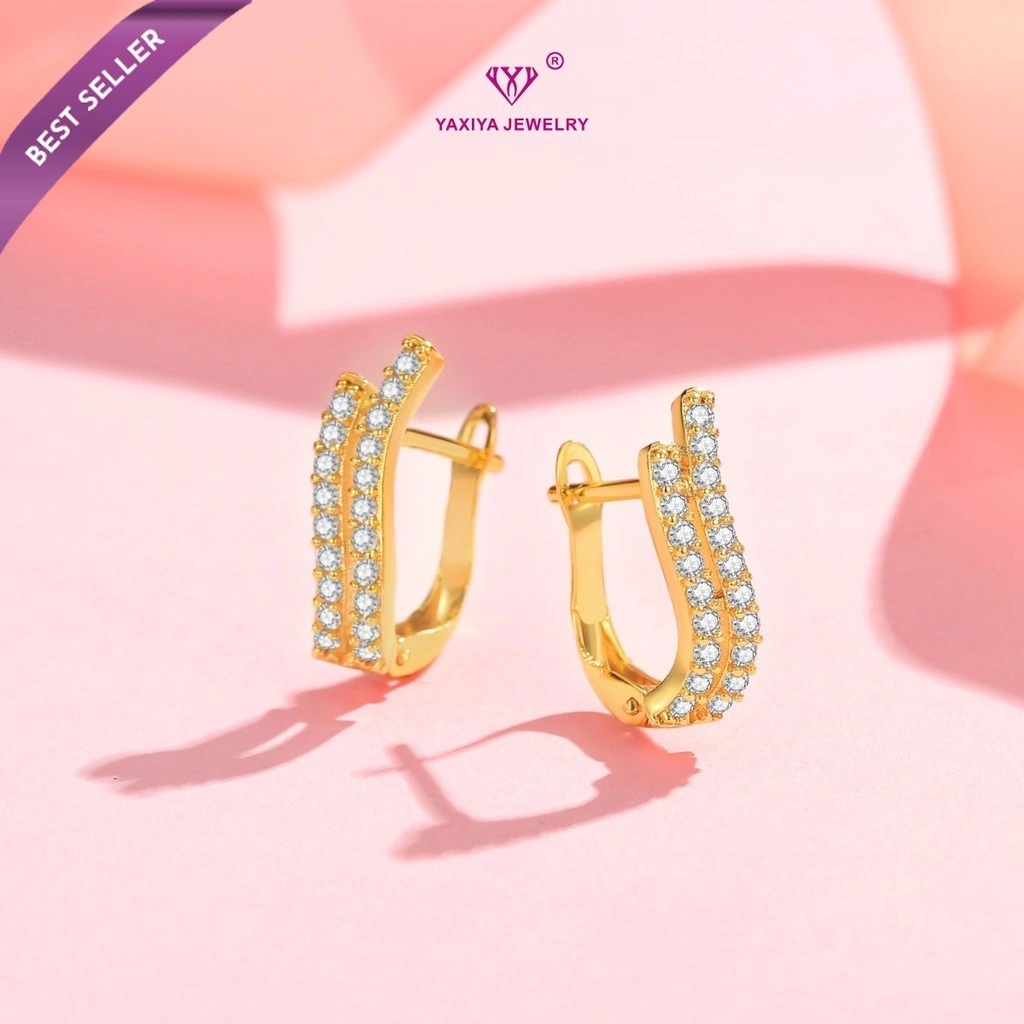 Yaxiya Anting Wanita Full Permata Perhiasan Lapis Emas 18k 908