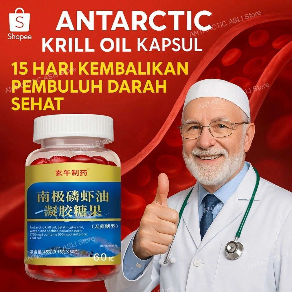 [100% ASLI] Permen Gel Minyak Krill Antartika/Antarctic Krill Oil/Natural Astaxanthin/Minyak Ikan Krill Norwegia 60 Kapsu /Suplemen Minyak Ikan Arktik/Omega 3 Krill Oil/Mengoptimalkan Sirkulasi Darah/Antartica Suplemen Kapsul/Mendukung Fungsi Otak Jantung
