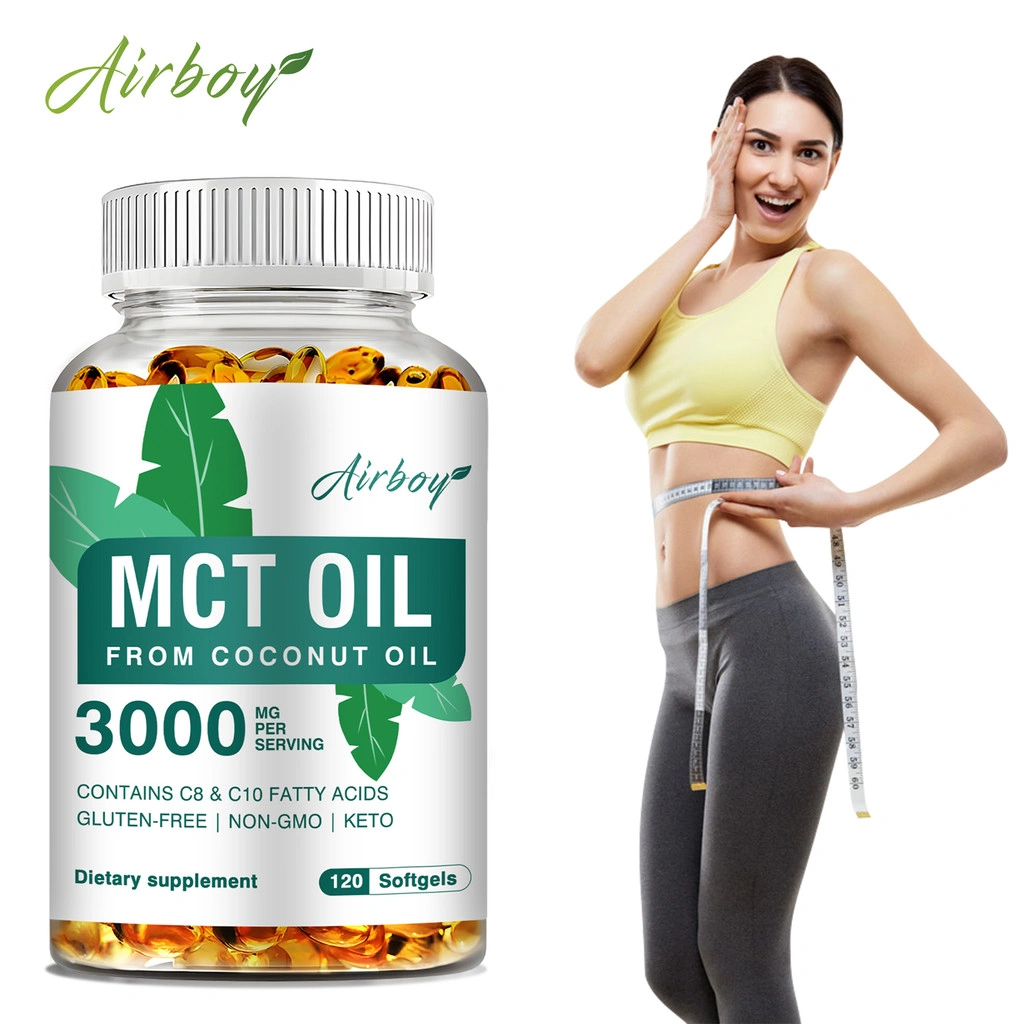 Kapsul minyak MCT, mendukung peningkatan energi, mudah diserap, cocok untuk orang dewasa, vegan, suplemen makanan, non-GMO.