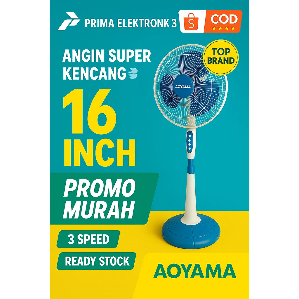 [BISA COD] Kipas Angin Berdiri Stand Fan 16 Inch Aoyama Indonesia