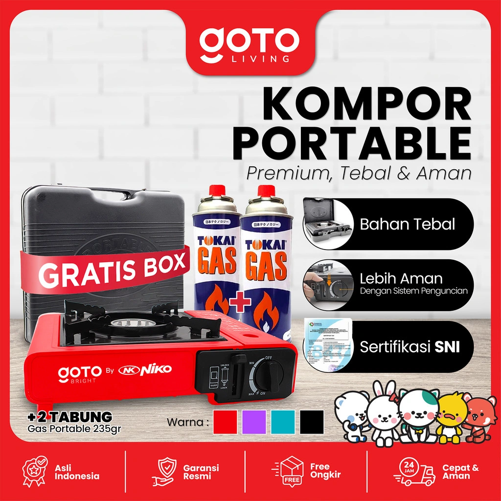 [PREMIUM, TEBAL & AMAN] Goto Bright Kompor Portable Camping BBQ Outdoor 1 Tungku + Gas Kaleng Butane 235 Gram
