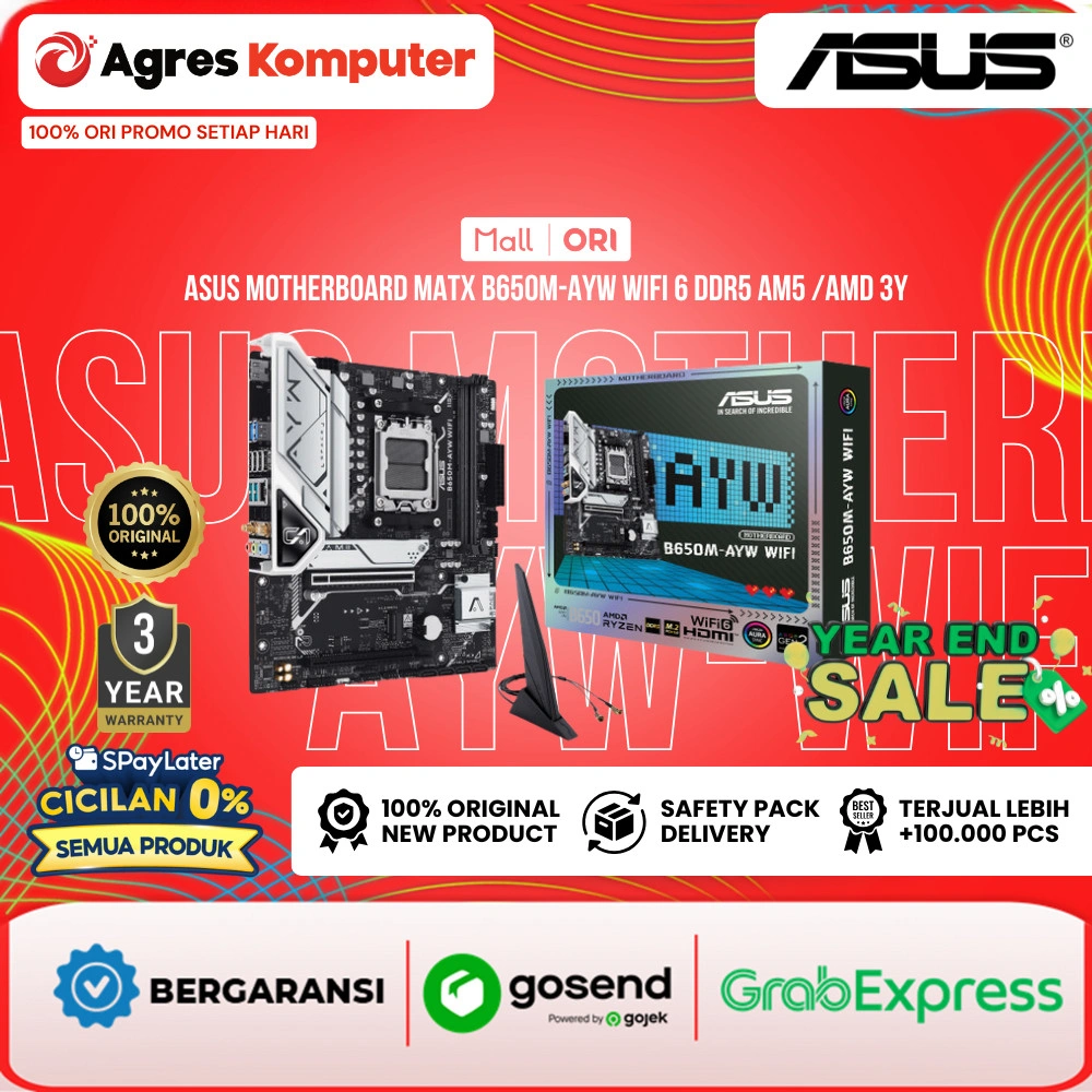ASUS MOTHERBOARD MATX B650M-AYW WIFI DDR5 AM5 /AMD 3Y