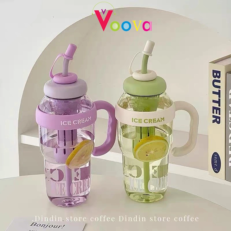 VOOVA Tumbler PP Jumbo/ Botol Air Minum Jumbo Dengan Kapasitas 1300ML Besar Botol Air Anak Jumbo Premium dengan Sedotan Tumbler Gym Gelas Infus Water Aesthetic BPA
