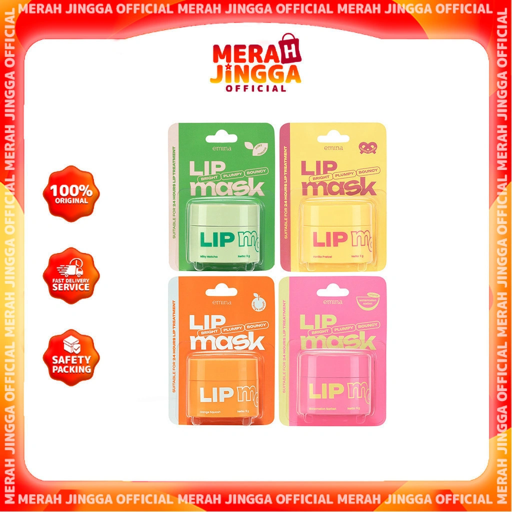 Emina Lip Mask 9gr - Perawatan Bibir - Masker Perawatan Bibir Lembab  | Merah Jingga Official