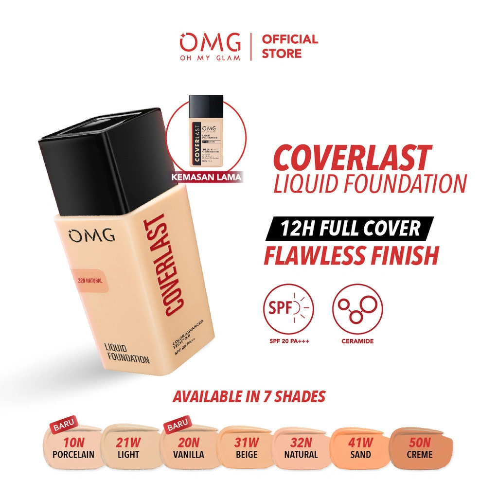[NEW SHADE!] OMG Oh My Glam Coverlast Liquid Foundation - Flawless Coverage & Tahan 12 Jam