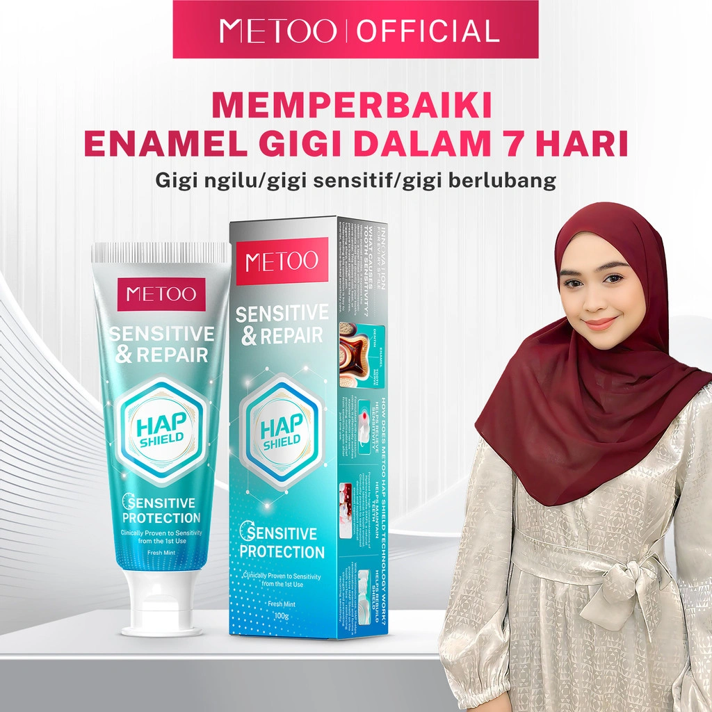 [BPOM] METOO PASTA GIGI HAP - Fresh Mint 100gr / HAP Shield Sensitive Care Toothpaste / Memperbaiki enamel gigi / gigi sensitif / gigi berlubang / gigi ngilu / HAP / Hidroksiapatit / Memperkuat Gigi / Melindungi Gigi / Gusi Sehat