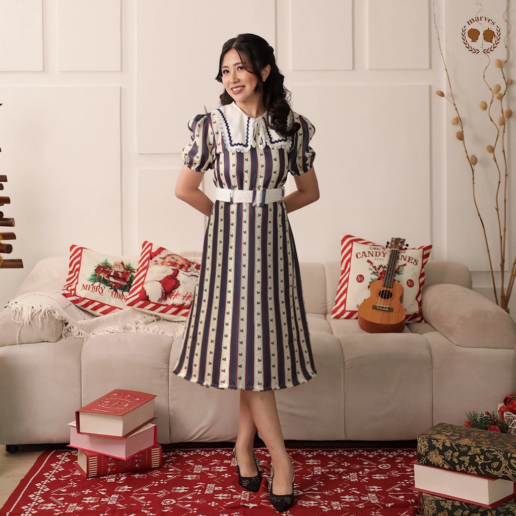 MARVES CHRISTMAS FAMILY SET Gloria Dress Baju Natal Perempuan Bahan Shakilla Lady Crush