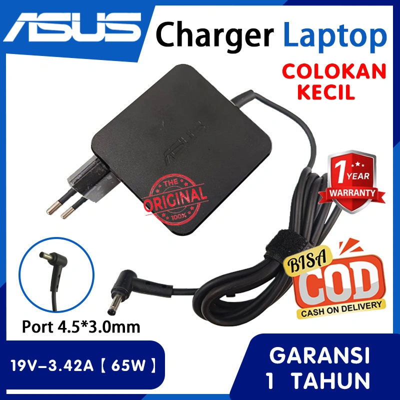 [ORI] Charger Asus Original Pin Central 4.5*3.0mm 65W - Untuk GO 14 15 Series FLIP TP470 TP670 TP370 TN3400 19V 3.42A, Garansi