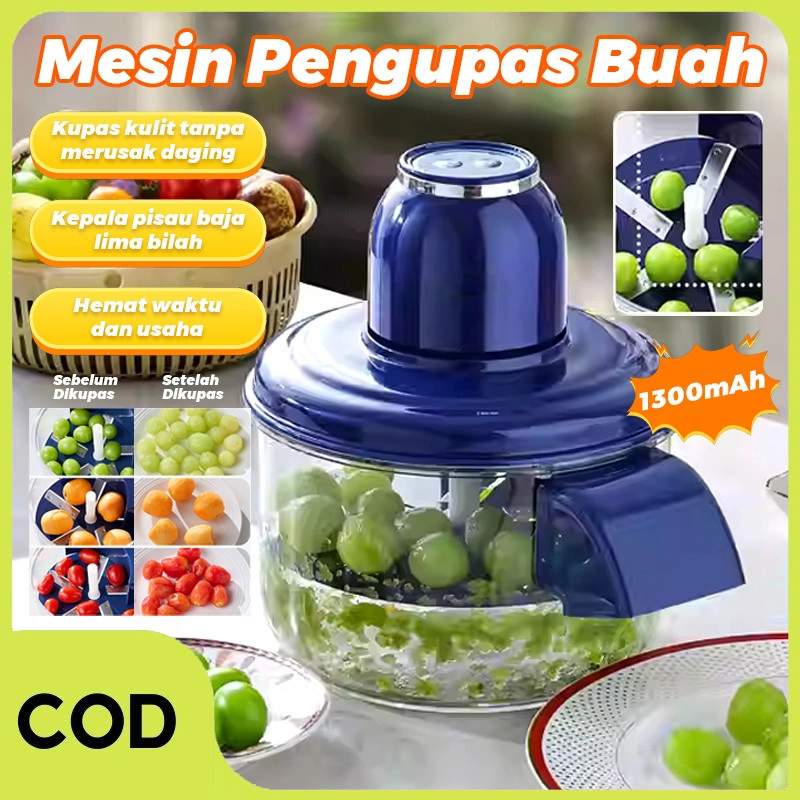 [COD] Pengupas Buah Dan Sayur Elektrik/1300mAh Pengupas Anggur/Hands-Free Skin Remover Untuk Buah Berry, Alat Prep Buah, Peeling Yang Hanya Berusaha/Mesin Pengupas Buah