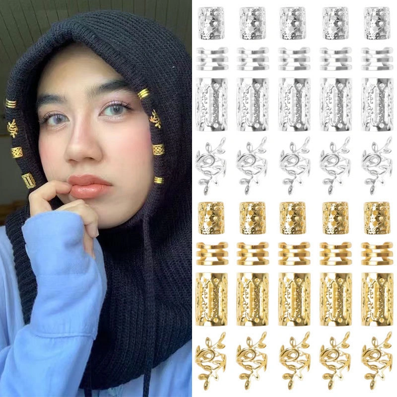 PuerAcc Set Cincin Klip Ring Hijab Cincin Rambut Gimbal Hair Cuffs Wanita Aksesori Rambut Dan Ikat Kepala DIY P269
