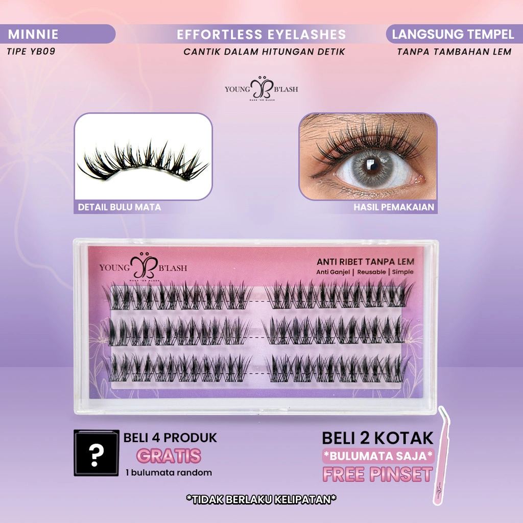 LANGSUNG TEMPEL | Minnie young blash Eyelash Extension Bulu Mata PINSET Bulumata TANPA LEM