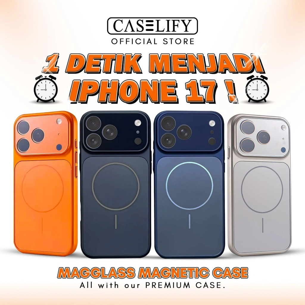 CASELIFY Case 1 detik mirip jadi iphone 17 MagGlass Magnetic case compatible with iphone case 11 12 13 14 15 16 17 air pro plus max