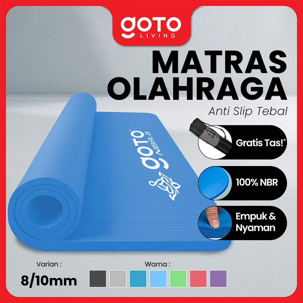 Goto NBR Yoga Mat Matras Olahraga Alas Senam Gym Tebal Anti Slip 8mm 10mm