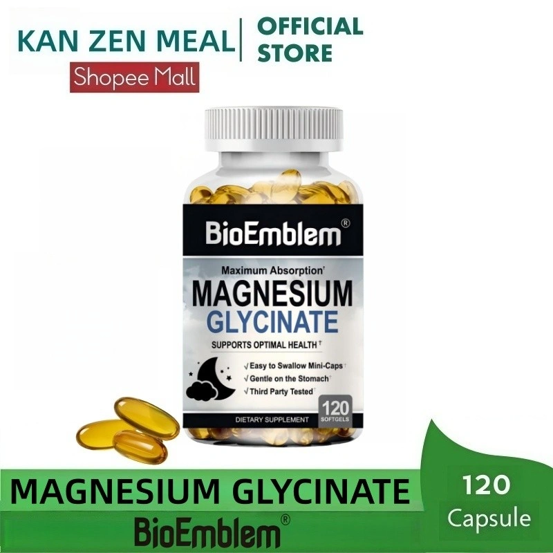 KAN ZEN MEAL Magnesium Glycinate 500mg 120 Capsules Magnesium Supplement for Nerve, Muscle, Heart, Mood, and Sleep Support